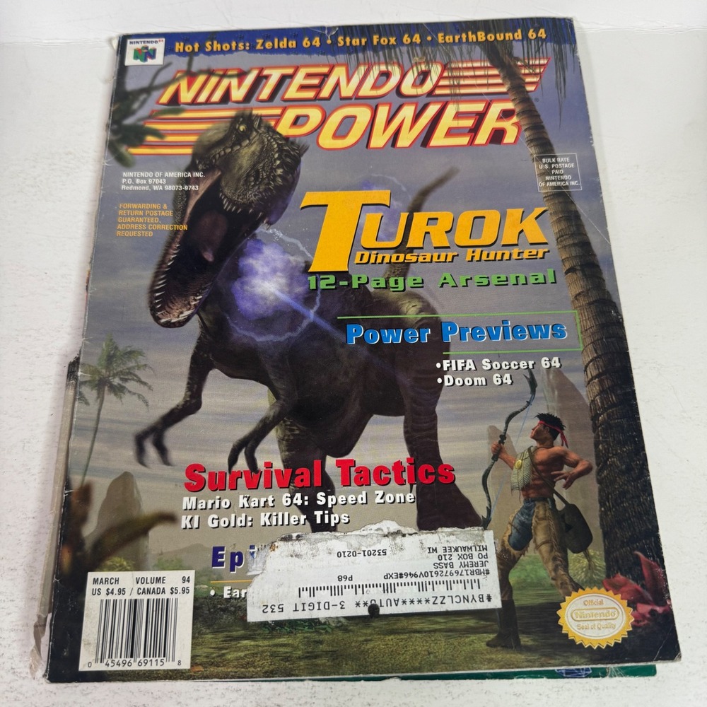 Nintendo Power Magazine March 1997 Vol 94 Turok Mario Kart 64 Star Fox 64 Poster